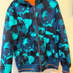 Psycho Bunny Urswick Blue and Teal Camouflage Mens Jacket